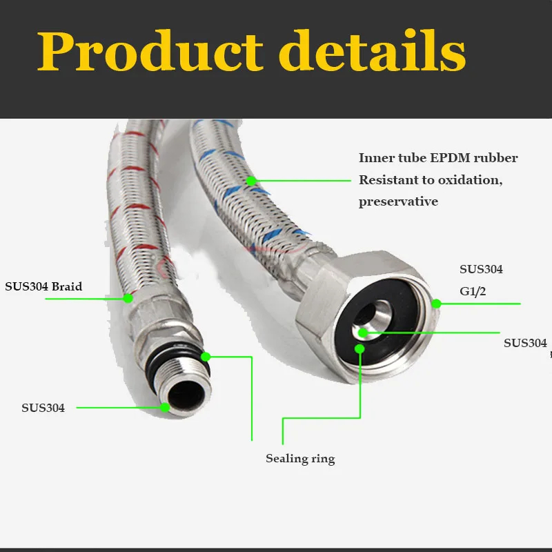 2 Pack 60cm Stainless Steel Ho - огляд і ціна Flexible Hose Braided